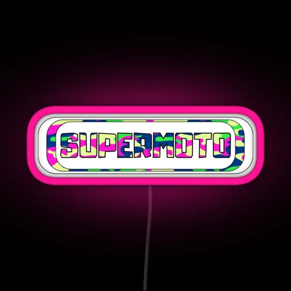 Supermoto Logo Colorful Camouflage RGB Neon Sign