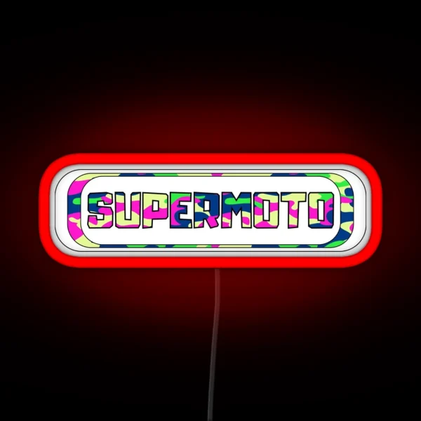 Supermoto Logo Colorful Camouflage RGB Neon Sign