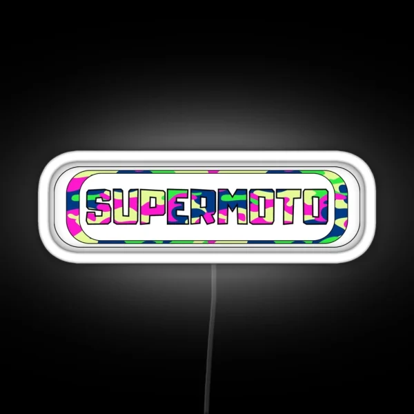 Supermoto Logo Colorful Camouflage RGB Neon Sign