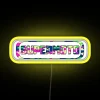 Colorful Supermoto Logo with Camouflage Pattern in Neon RGB Yellow Sign Design