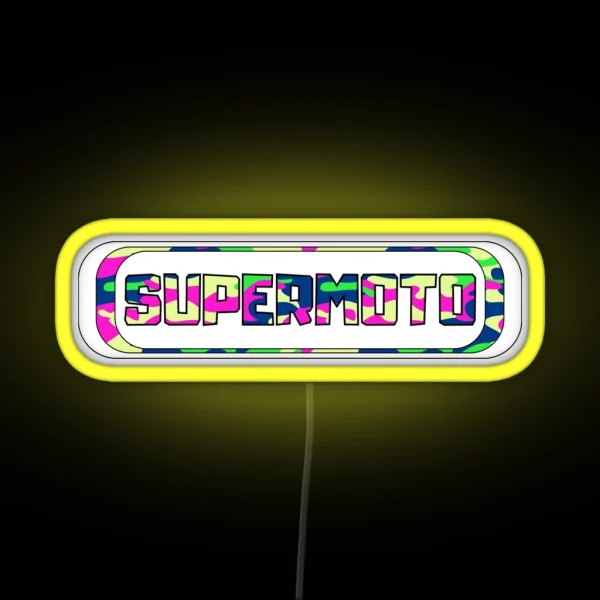 Supermoto Logo Colorful Camouflage RGB Neon Sign