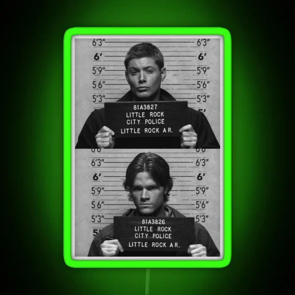 Supernatural Dean And Sam Mugshot RGB Neon Sign