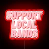 Supporting local music scene with vibrant neon lights.