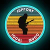 Neon sign supporting local music with vibrant colors.
