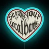Colorful neon sign reading 'Support Your Local Bands'