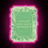 Neon sign reading 'Support Your Local Herbalist' in bold, colorful letters.