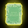 Neon sign promoting support for local herbalists in vibrant colors.
