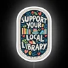 Delicate library book with hand-drawn illuminations and neon accents in pastel colors