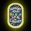 Local library support illustration with vibrant colors and neon lights.