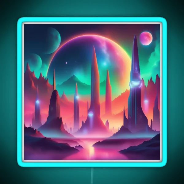 Surreal City On A New Planet RGB Neon Sign