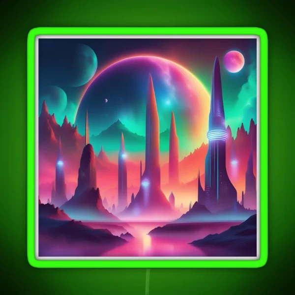 Surreal City On A New Planet RGB Neon Sign