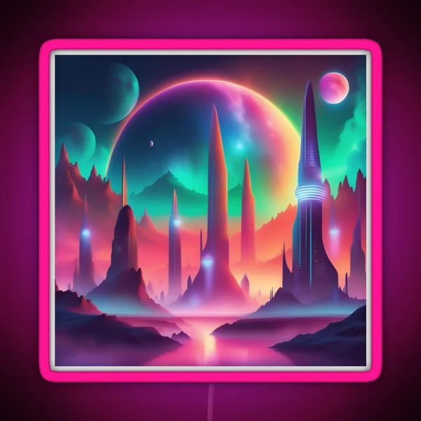Surreal City On A New Planet RGB Neon Sign