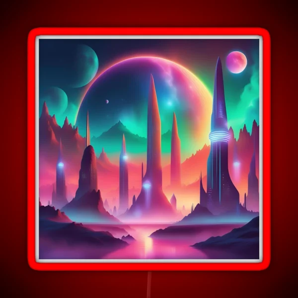 Surreal City On A New Planet RGB Neon Sign