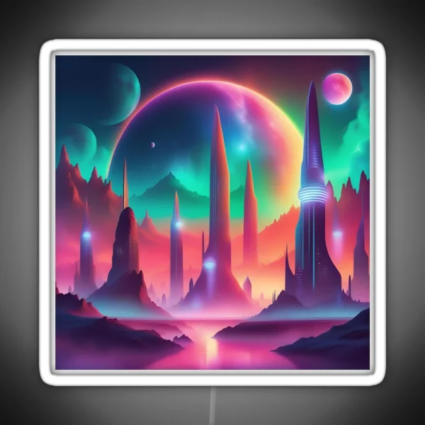 Surreal City On A New Planet RGB Neon Sign