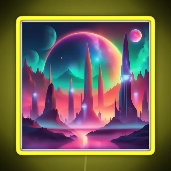 Surreal City On A New Planet RGB Neon Sign