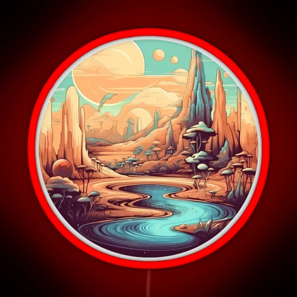 Surreal Dreamscape Oasis In The Desert RGB Neon Sign