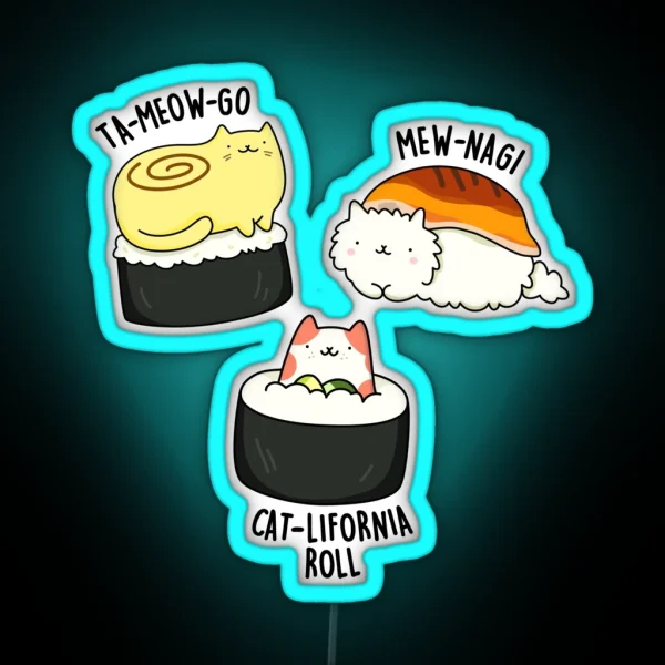 Sushi Cats Funny Sushi Puns RGB Neon Sign