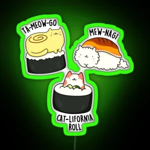 Sushi Cats Funny Sushi Puns RGB Neon Sign