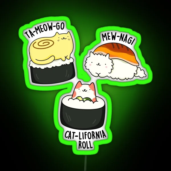 Sushi Cats Funny Sushi Puns RGB Neon Sign