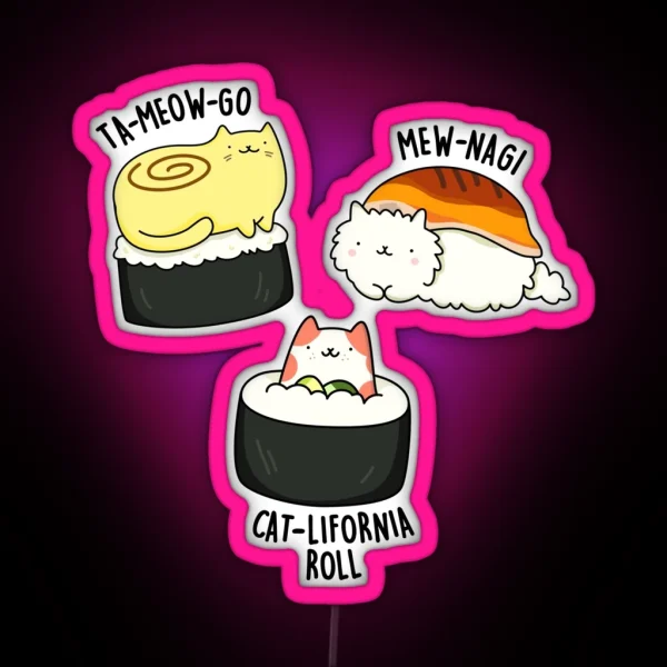 Sushi Cats Funny Sushi Puns RGB Neon Sign