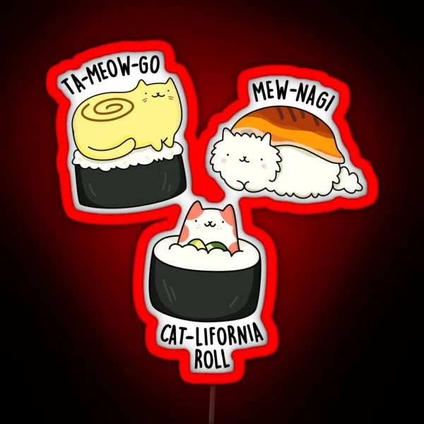 Sushi Cats Funny Sushi Puns RGB Neon Sign