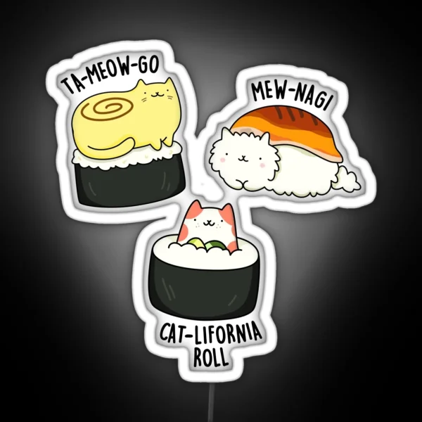 Sushi Cats Funny Sushi Puns RGB Neon Sign