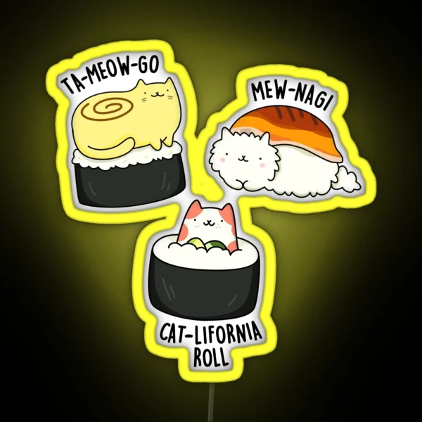 Sushi Cats Funny Sushi Puns RGB Neon Sign