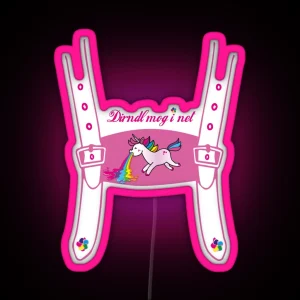 Suspenders Unicorn Oktoberfest Dirndl Bavaria Munich RGB Neon Sign
