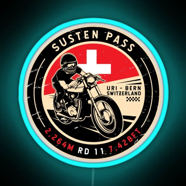 Susten Pass Switzerland Motorcycle RGB Neon Sign
