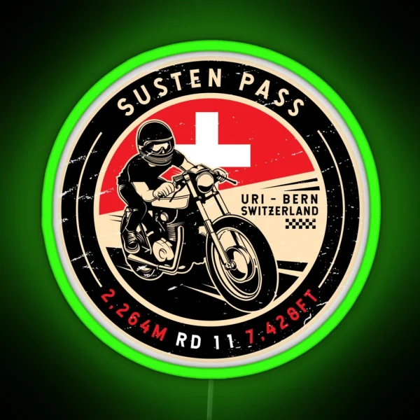 Susten Pass Switzerland Motorcycle RGB Neon Sign