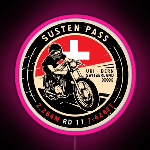 Susten Pass Switzerland Motorcycle RGB Neon Sign