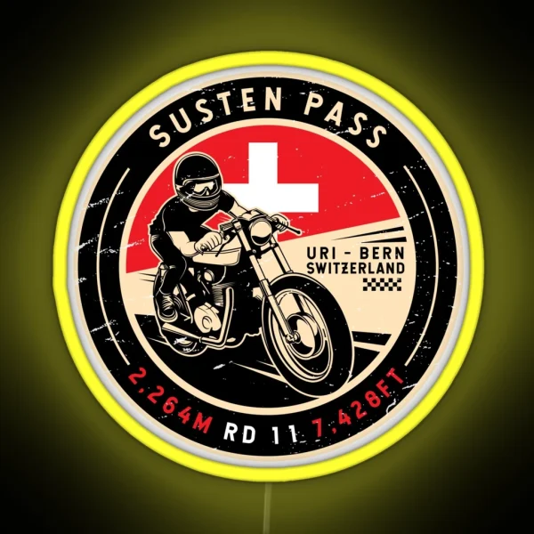 Susten Pass Switzerland Motorcycle RGB Neon Sign