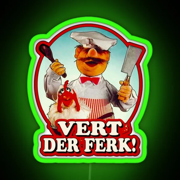 Swedish Chef Vert Der Ferk Retro RGB Neon Sign