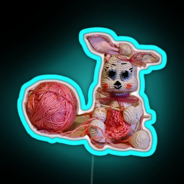 Sweet Bunny Amigurumi RGB Neon Sign