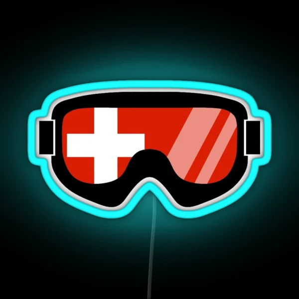 Swiss Goggles Goggle Flag Art Dopeyart RGB Neon Sign