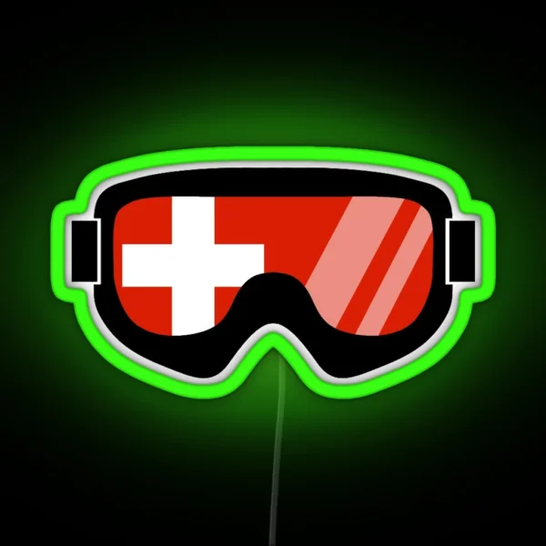 Swiss Goggles Goggle Flag Art Dopeyart RGB Neon Sign