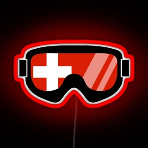 Swiss Goggles Goggle Flag Art Dopeyart RGB Neon Sign