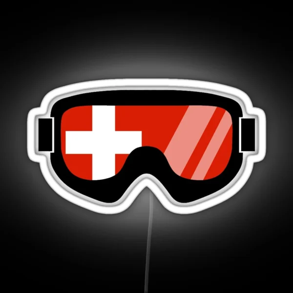 Swiss Goggles Goggle Flag Art Dopeyart RGB Neon Sign