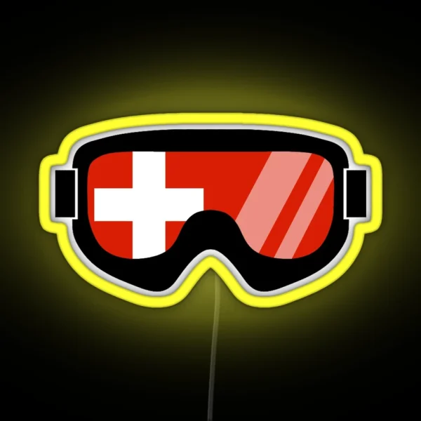 Swiss Goggles Goggle Flag Art Dopeyart RGB Neon Sign