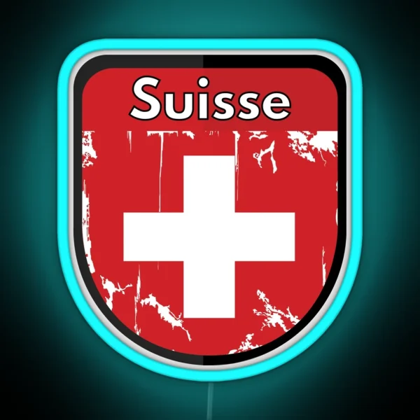 SWITZERLAND Schweiz SWISS Suisse Shield Led Style 3 RGB Neon Sign