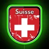 Switzerland Schweiz neon shield LED RGB sign green