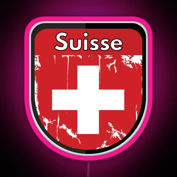 SWITZERLAND Schweiz SWISS Suisse Shield Led Style 3 RGB Neon Sign