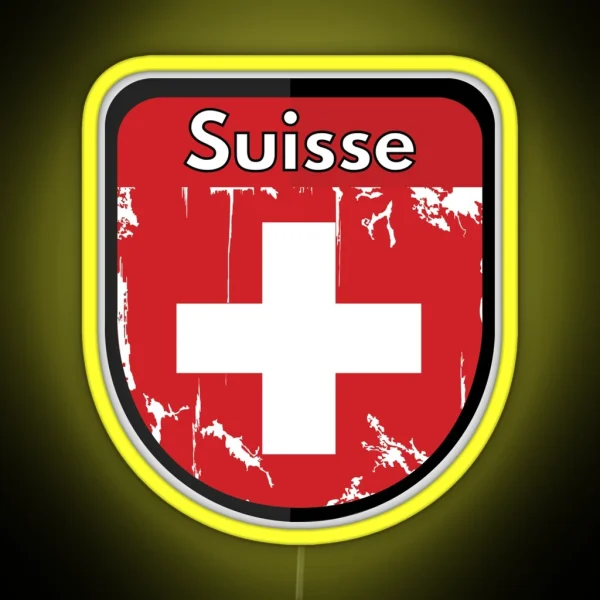 SWITZERLAND Schweiz SWISS Suisse Shield Led Style 3 RGB Neon Sign