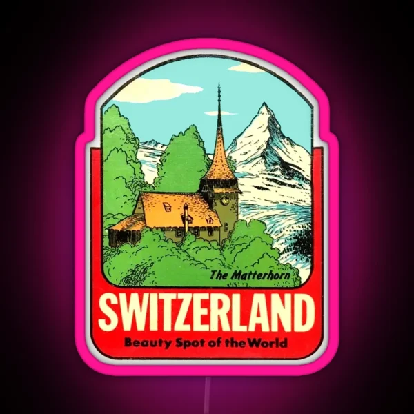 Switzerland The Matterhorn Vintage Travel Decal RGB Neon Sign
