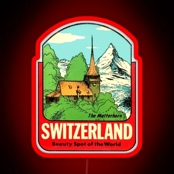 Switzerland The Matterhorn Vintage Travel Decal RGB Neon Sign