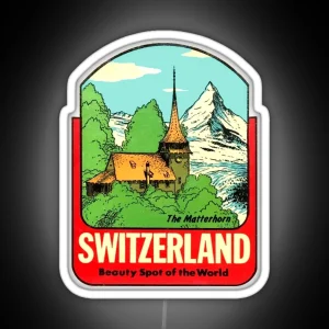 Switzerland The Matterhorn Vintage Travel Decal RGB Neon Sign