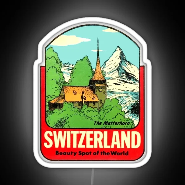 Switzerland The Matterhorn Vintage Travel Decal RGB Neon Sign