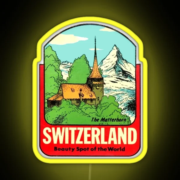 Switzerland The Matterhorn Vintage Travel Decal RGB Neon Sign