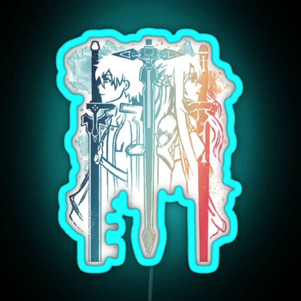 Sword Art Duo RGB Neon Sign