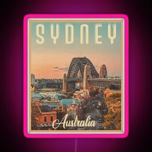 Sydney Australia Vintage Travel Best Gift Idea For Sydney Lovers And Travel To Sydney RGB Neon Sign